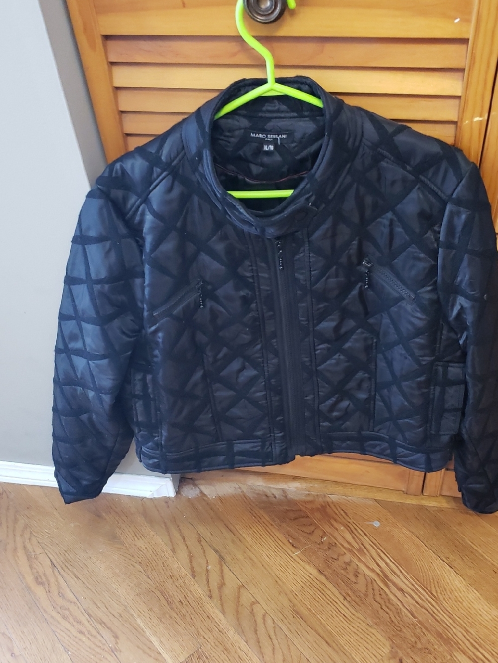 Mario Serrani Black Quilted Bomber Jacket